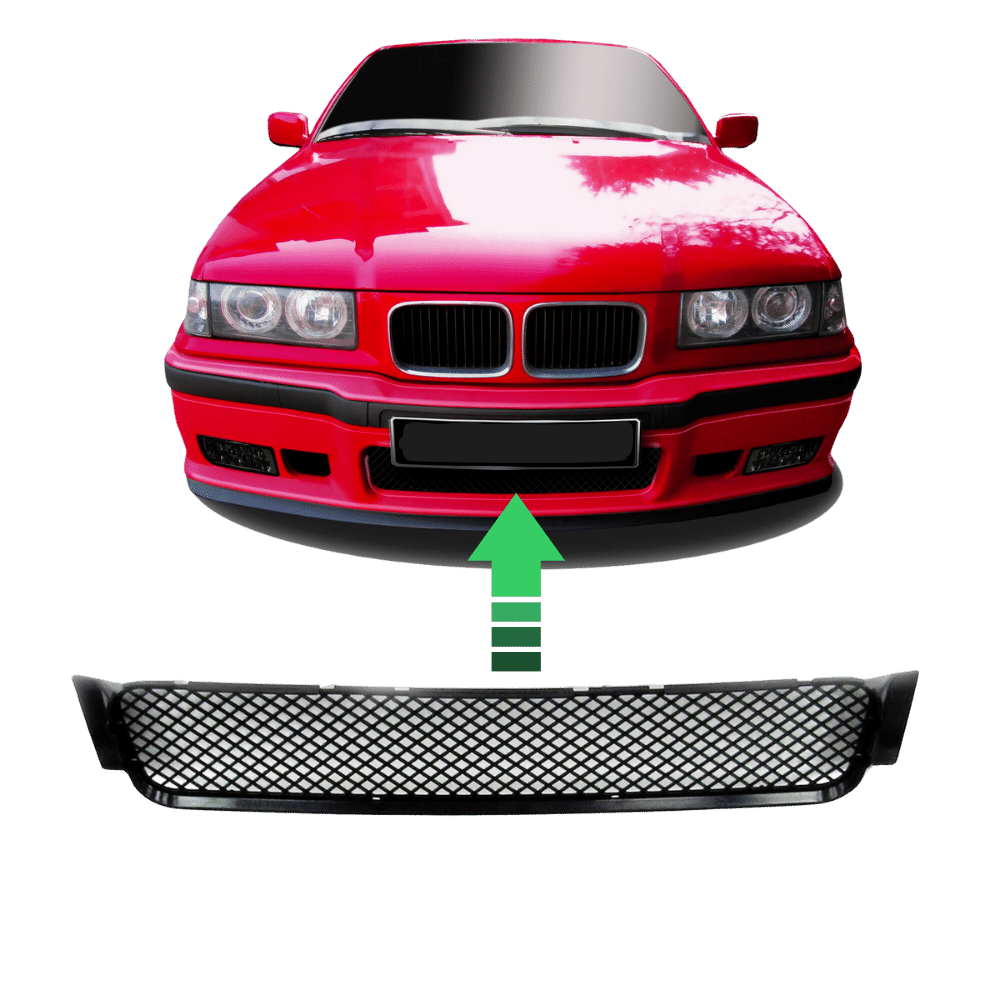 Stoßstangengitter Gitter Grill Front Mitte passend für E36 Sport Stoßstange passend für BMW E36 Limo Coupe Cabrio Touring Compact nur M Paket oder M3Stoßstange - CarWorlds GmbH