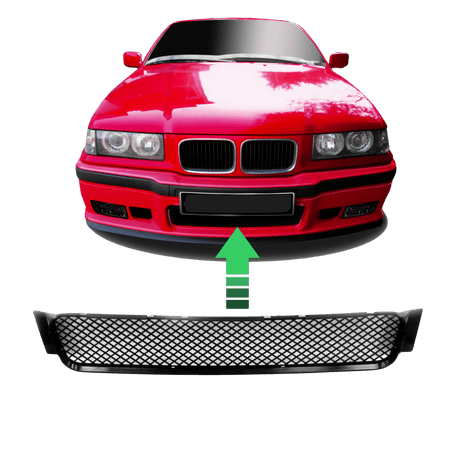 Stoßstangengitter Gitter Grill Front Mitte passend für E36 Sport Stoßstange passend für BMW E36 Limo Coupe Cabrio Touring Compact nur M Paket oder M3Stoßstange - CarWorlds GmbH