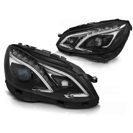 Voll - LED Scheinwerfer mit Tagfahrlicht - Passend für Mercedes E - Klasse W212 2013 - 2016 Schwarz - CarWorlds GmbH