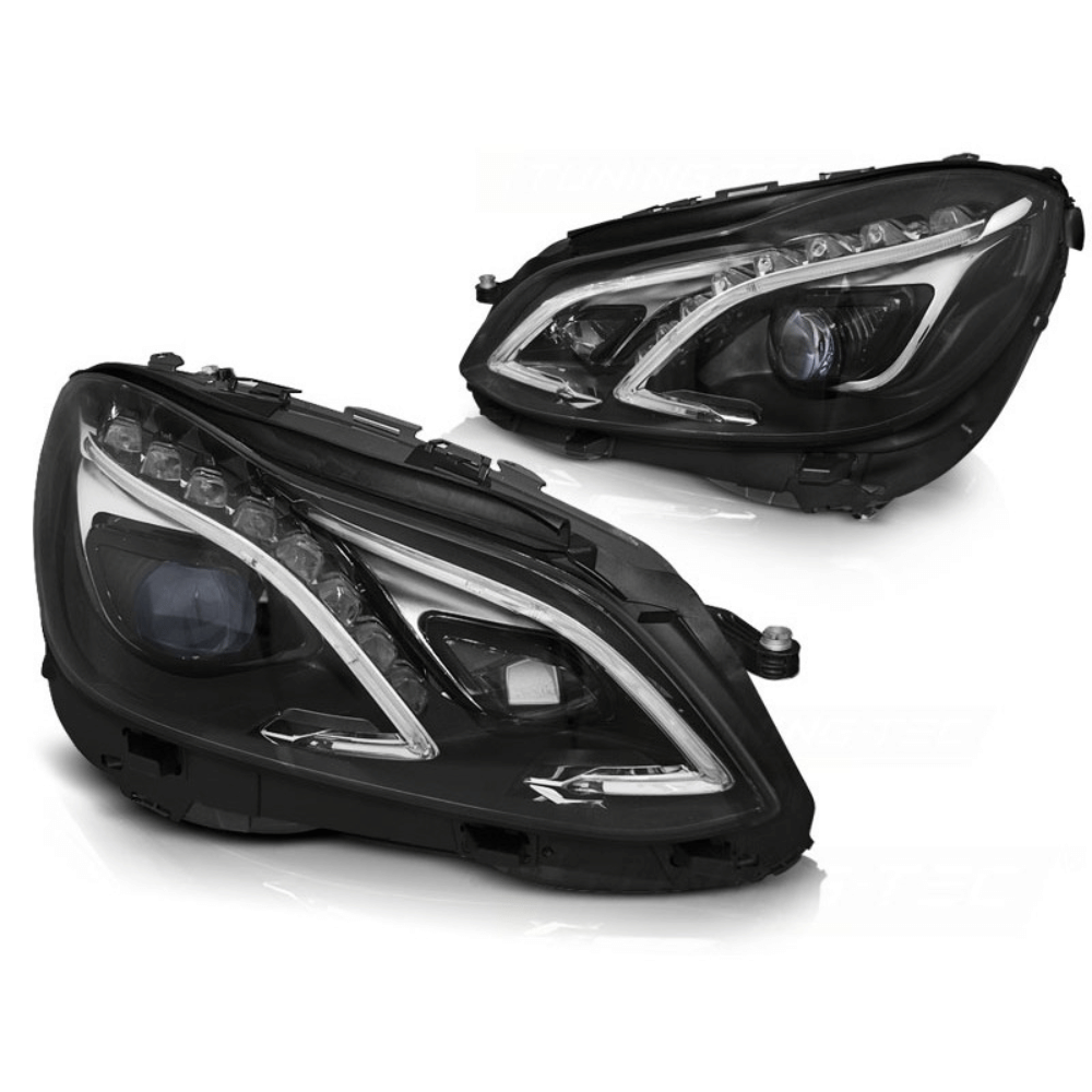 Voll - LED Scheinwerfer mit Tagfahrlicht - Passend für Mercedes E - Klasse W212 2013 - 2016 Schwarz - CarWorlds GmbH