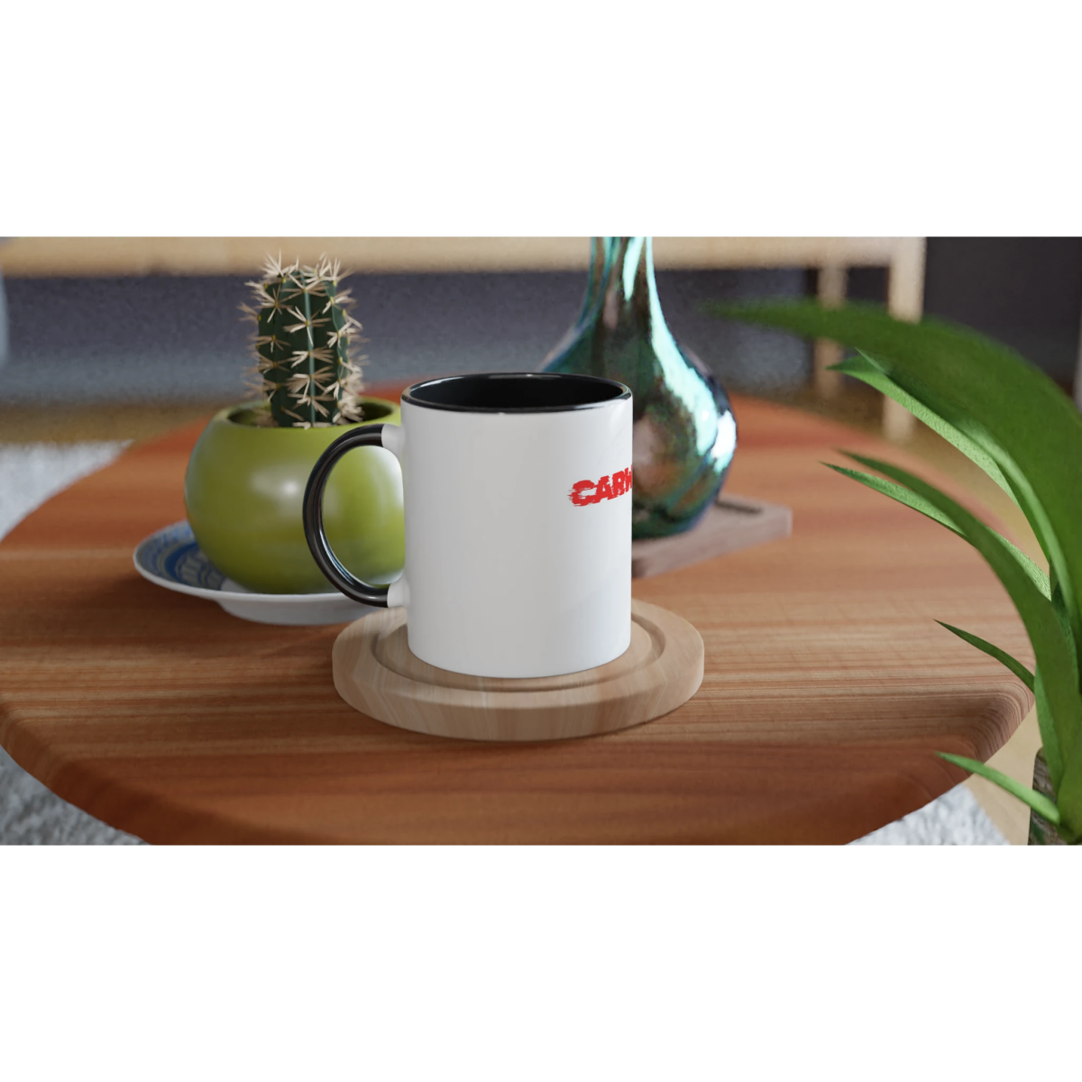 White 11oz Ceramic Mug with Color Inside - CarWorlds GmbH