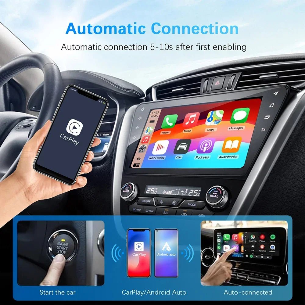 Wireless CarPlay & Android Auto Adapter – Kabelloses Upgrade für OEM - Autoradios und unterwegs einsetzbar - CarWorlds GmbH