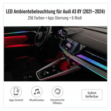 Load image into Gallery viewer, Audi A3 8Y LED Ambientebeleuchtung Set (2021–2024) – 256 Farben, App-Steuerung, 6 Modi, dynamische Effekte