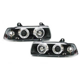 Angel Eyes Headlights Black fits for E36 all Coupe Cabrio models 90-99