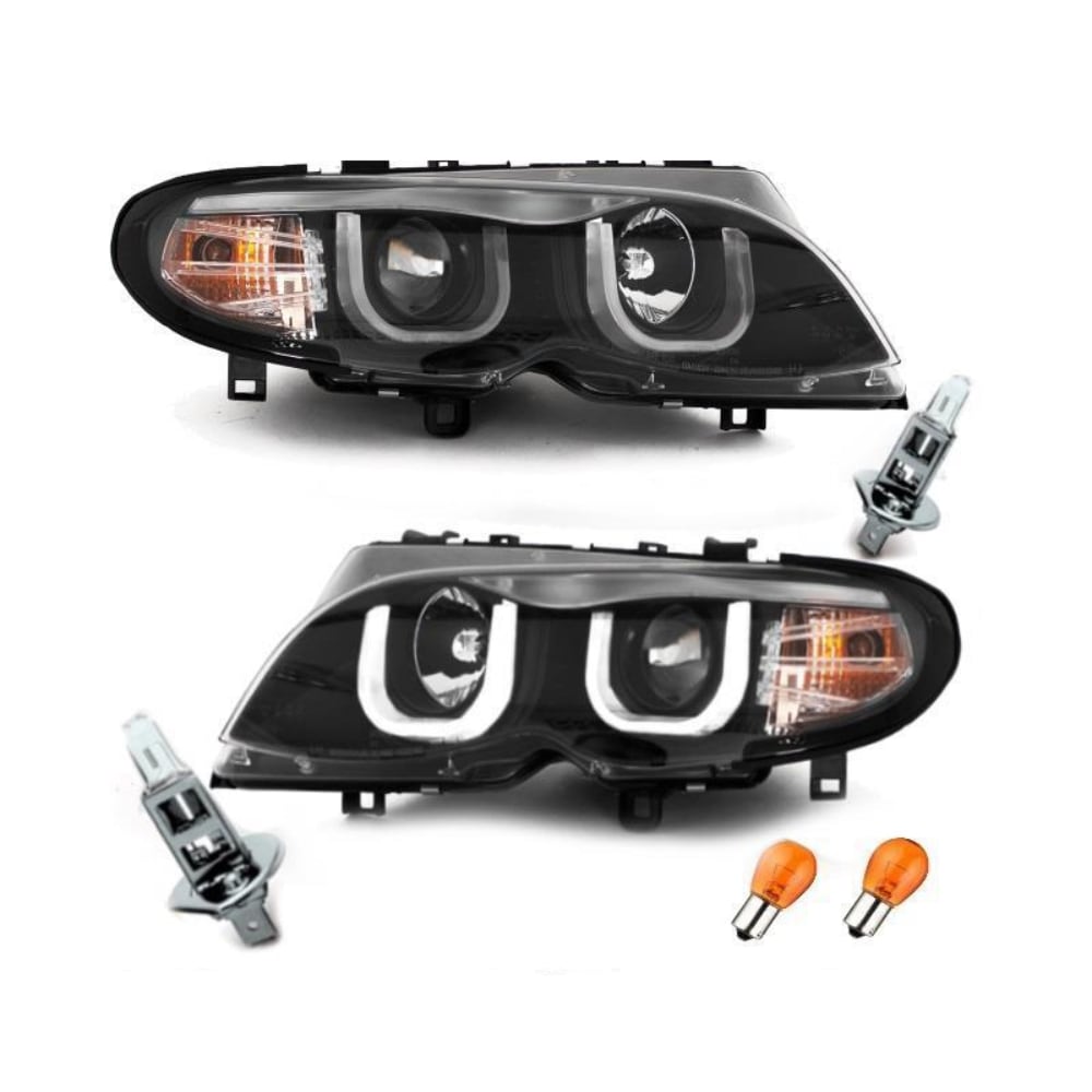 E46 Angel Eyes U komplett Scheinwerfer Set Bj.01-05 Facelift Limousine / Touring HALOGEN