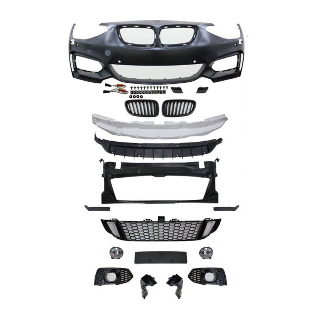 Front bumper SET - Sport design with grille - fog lights - PDC holes and SRA suitable for BMW 1 Series F20 built 09.2011-15 (not for facelift models)